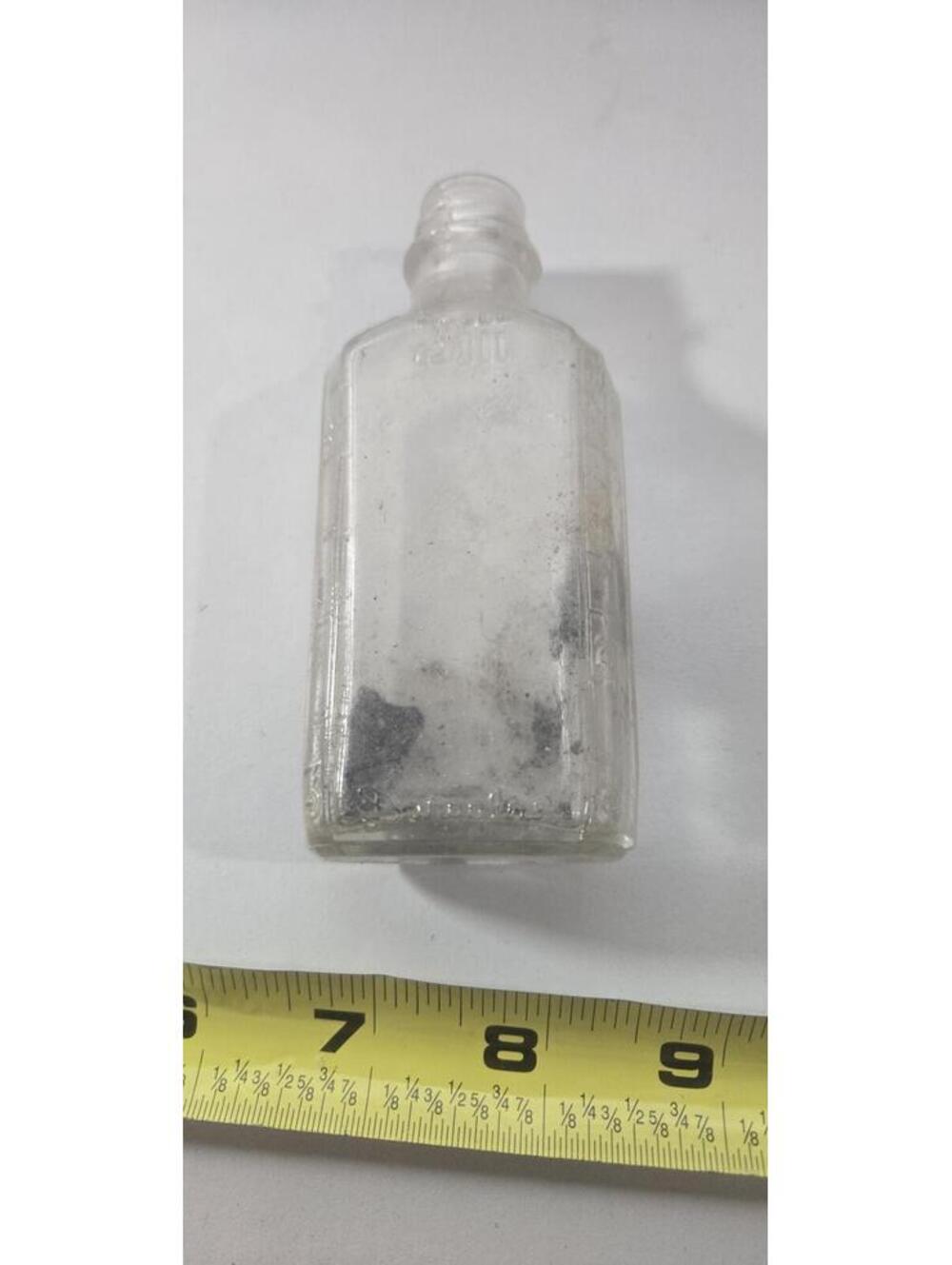 Vtg 60's Clear Glass Duraglass Medicine Bottle With Embossed Markings